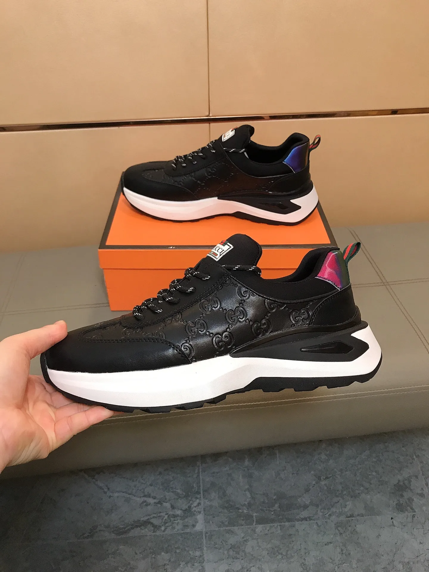 Factory price P442 💎👟👟[GUCCI] The latest trendy men's casual shoes, the fabric is made of embossed cowhide imported from Italy, comfortable sheepskin lining + feet, the original outsole is wear-resistant and non-slip, high-level version, exquisite workmanship. Code number: 38-44